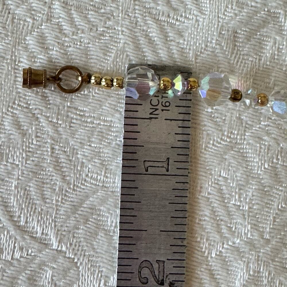 Vintage 1920s 23" Art Deco Graduated AB Crystal Faceted and Gold Beads Necklace - Picture 7 of 12